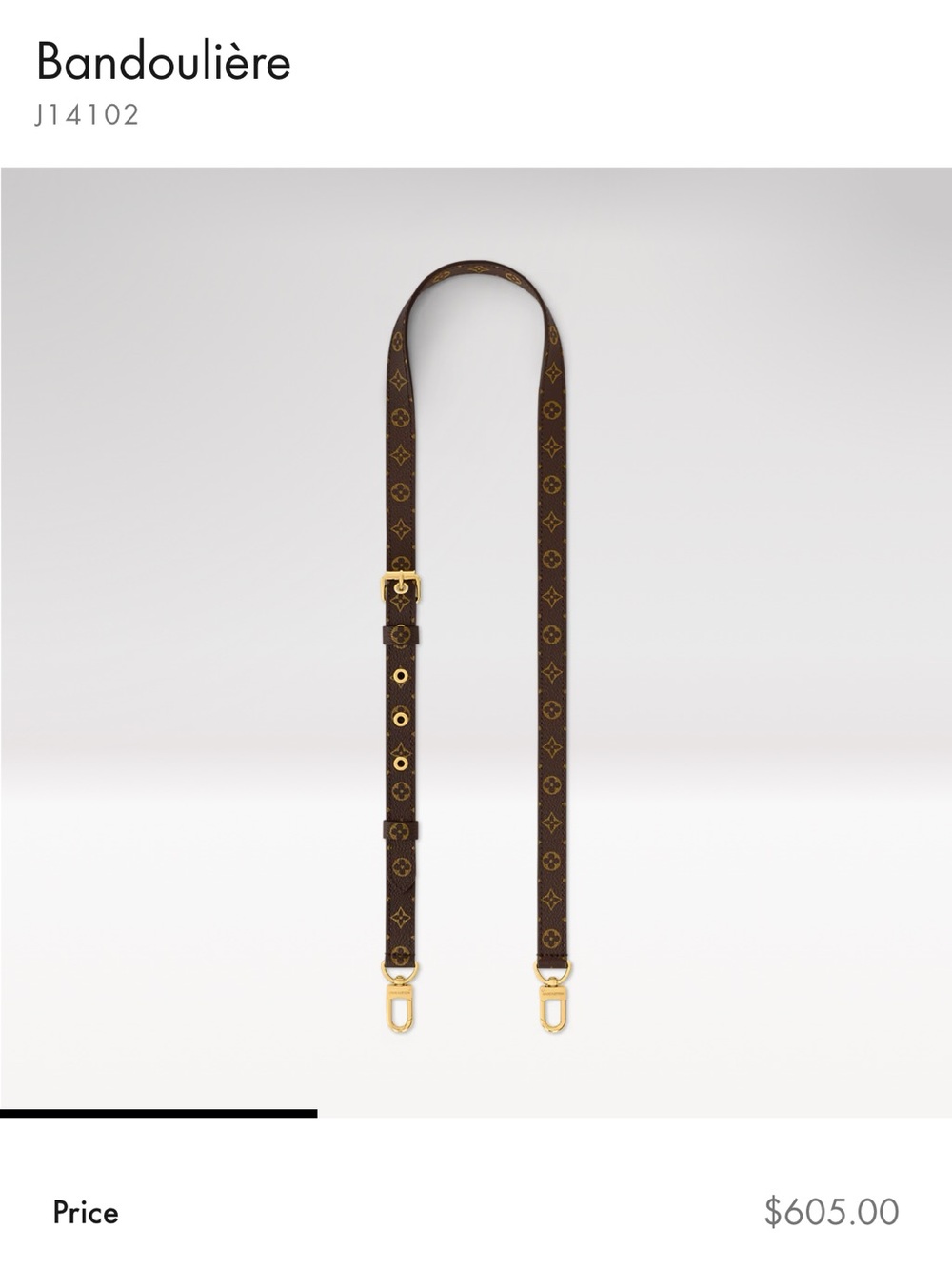 Retail $605 Authentic Louis Vuitton crossbody strap Bandouliere Pochette Métis